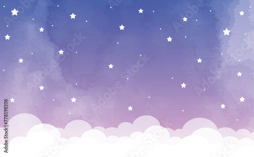 ゆめかわいい水彩の星空背景2