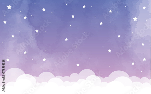 ゆめかわいい水彩の星空背景3