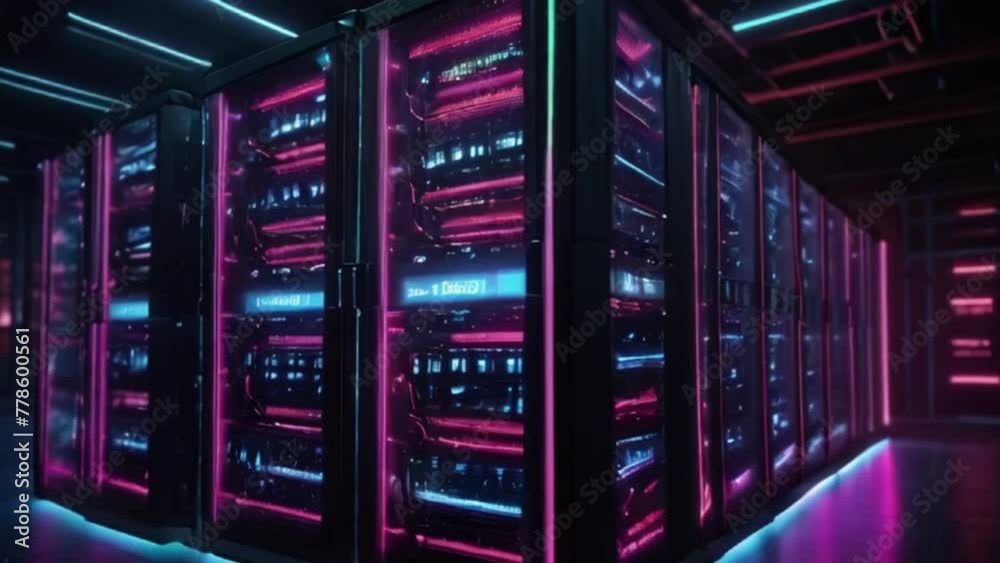 Modern Data Technology Center Server Racks in Dark Room with VFX. Visualization Concept of Internet of Things, Data Flow, Digitalization of Internet Traffic. Complex Electric Equipment Warehouse Modern Data Technology Center Server Racks in Dark Room with VFX. Visualization Concept of Internet of Things, Data Flow, Digitalization of Internet Traffic. Complex Electric Equipment Warehouse