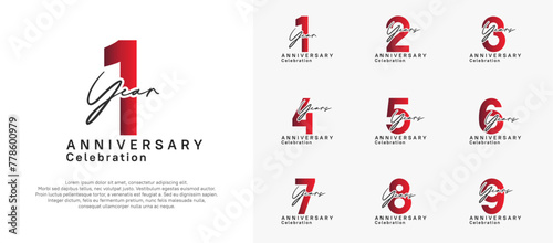 anniversary logotype vector design with red and black color can be use for special moment celebration photo