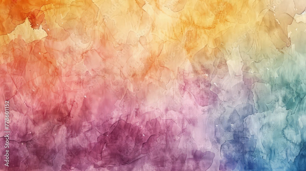 A panoramic abstract watercolor texture on paper, displaying a blend of various colors in a spontaneous and organic pattern, ideal for a background banner.