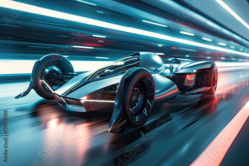 A futuristic geometric vehicle streamlined and angular
