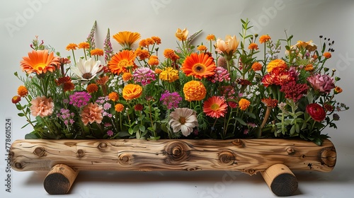 Top view flower press with white background  ,Generative ai, 