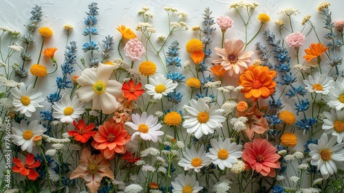 Top view flower press with white background  ,Generative ai, 