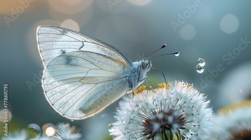Wonderful butterfly on dandelion ,Generative ai, 