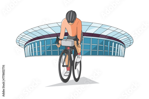 Cycling man on stadion background