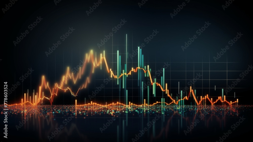 High quality, high resolution stock market graph on blue background with bokeh lights. Abstract financial business concept for wallpaper or web design in dark style. High detail, sharp focus, profess High quality, high resolution stock market graph on blue background with bokeh lights. Abstract financial business concept for wallpaper or web design in dark style. High detail, sharp focus, profess