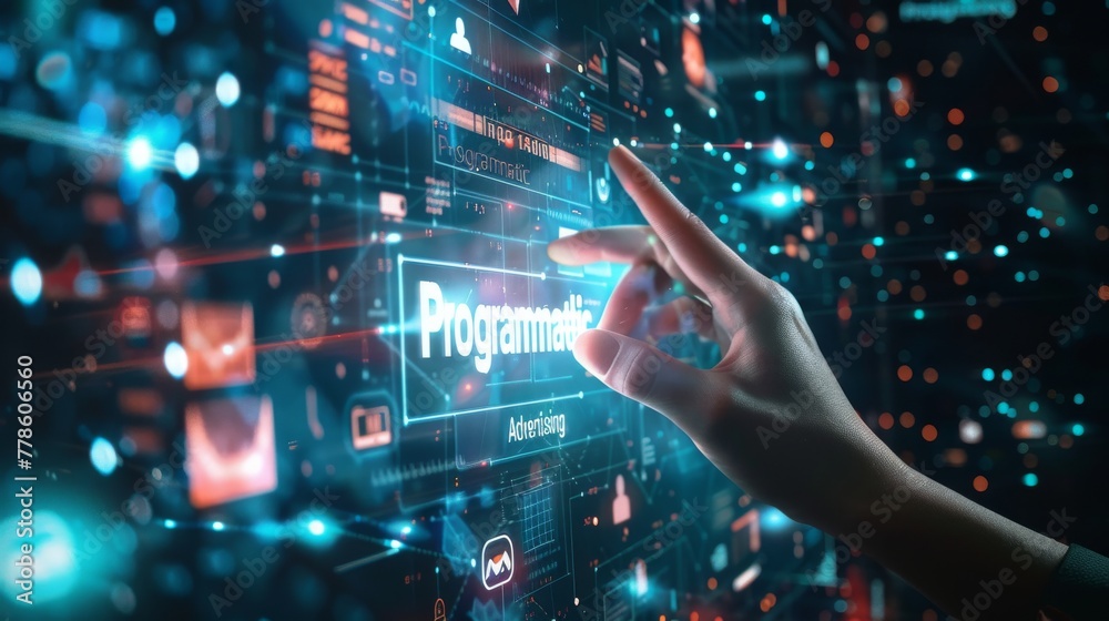 Fototapeta premium Leveraging Programmatic Advertising for Competitive Advantage: Strategic Insights into Ad Placement, Digital Customer Outreach, and Market Segmentation.