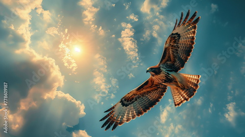 a hawk flying in the sky photo