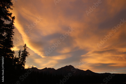 Sunset Fire Over Pyramid Mountain, Jasper National Park, Alberta