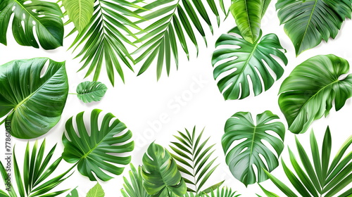 palm leaves tropical on white background photo