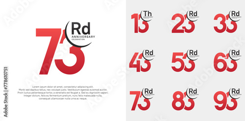 anniversary vector set with red color can be use for special day celebration