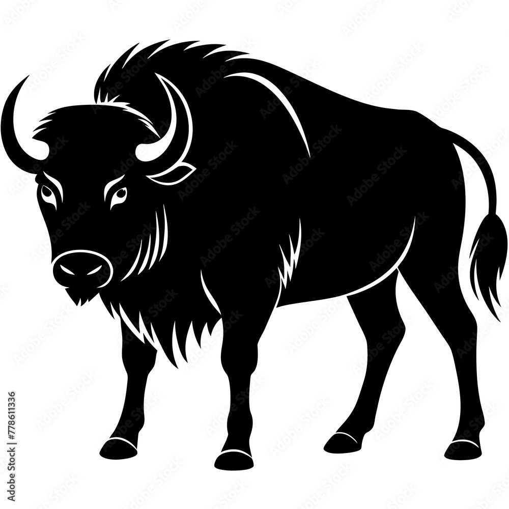 bison silhouette vector illustration,head of a bull,Bison characters,Holiday t shirt,Hand drawn trendy Vector illustration,bison svg face,bison on black background