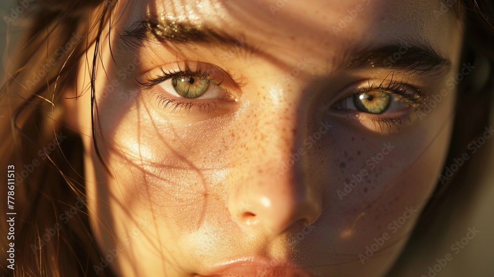 A close-up photo of a woman with beautiful eyes A close-up photo of a woman with beautiful eyes