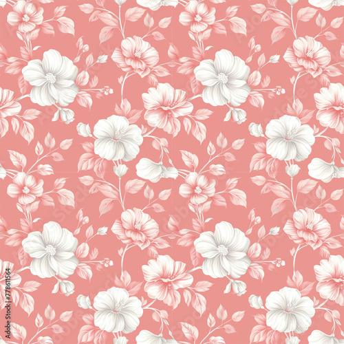 Floral pink color, form natural, seamless fabric pattern.