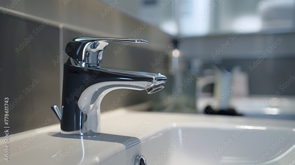 Close-up View of Modern Chrome Faucet with Innovative Water-Saving Aerator Highlighting Eco-Friendly Plumbing Technology Close-up View of Modern Chrome Faucet with Innovative Water-Saving Aerator Highlighting Eco-Friendly Plumbing Technology