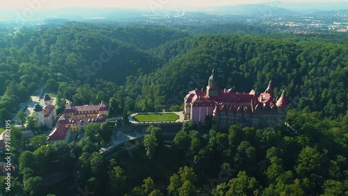 Prince Castle On The Cliff Walbrzych Zamek Ksiaz Aerial View Poland