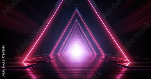 vibrant neon triangle portal © StraSyP BG