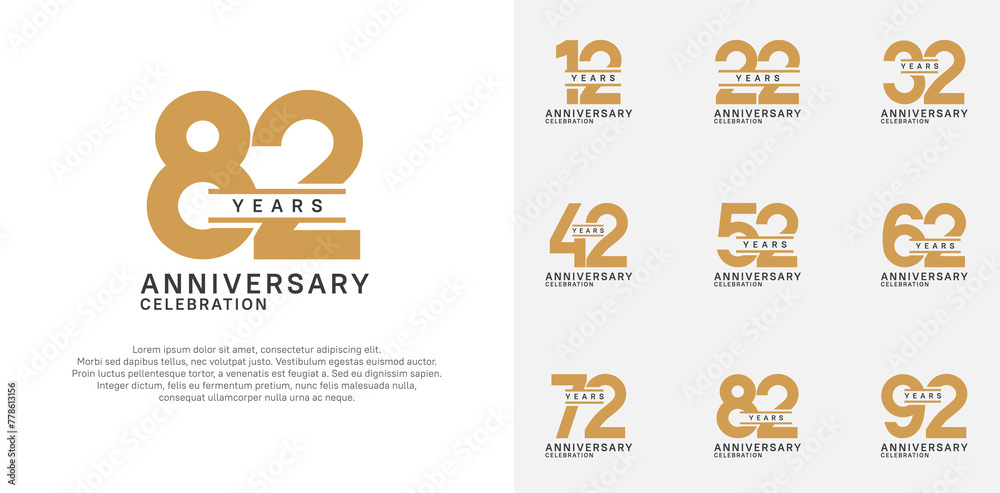 anniversary logotype vector set with brown color for special celebration