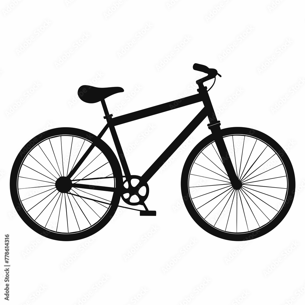 Obraz premium A set of bicycle cyclists riding their bikes in silhouette vector illustration,head of a bull,bike characters,Holiday t shirt,Hand drawn trendy Vector illustration,helmet,riding bicycle on black backg