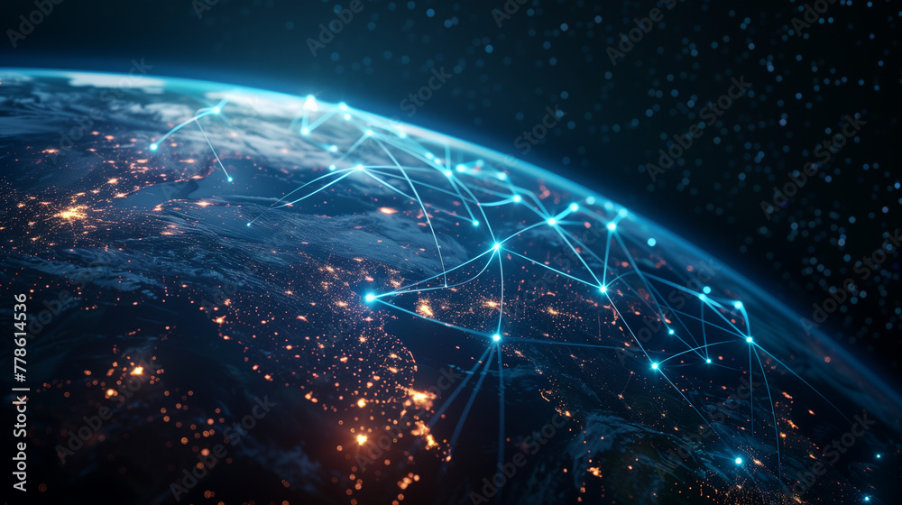 Global Network Connections with Light Beams on Earth from Space Global Network Connections with Light Beams on Earth from Space