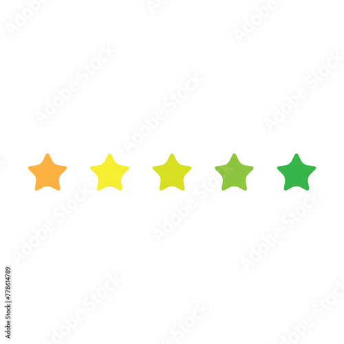 vector flat star icon, star rating sign, five star review icon illutration on white backgorund..eps