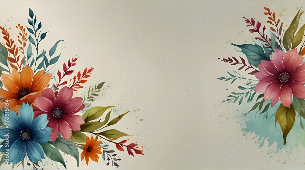 Watercolor Floral Frame vector illustration layered .Generative AI