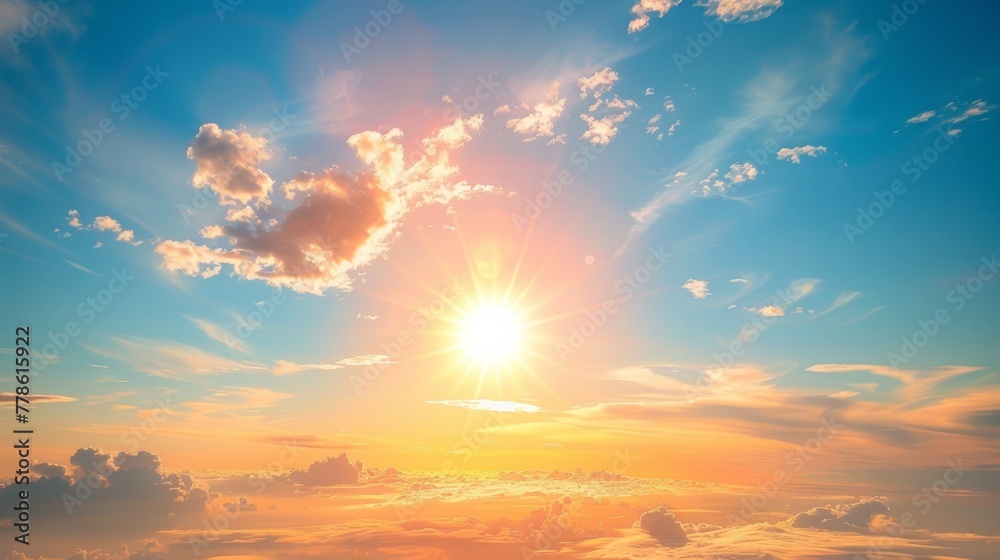 beautiful setting sun and blue sky with copy space. beautiful setting sun and blue sky with copy space.