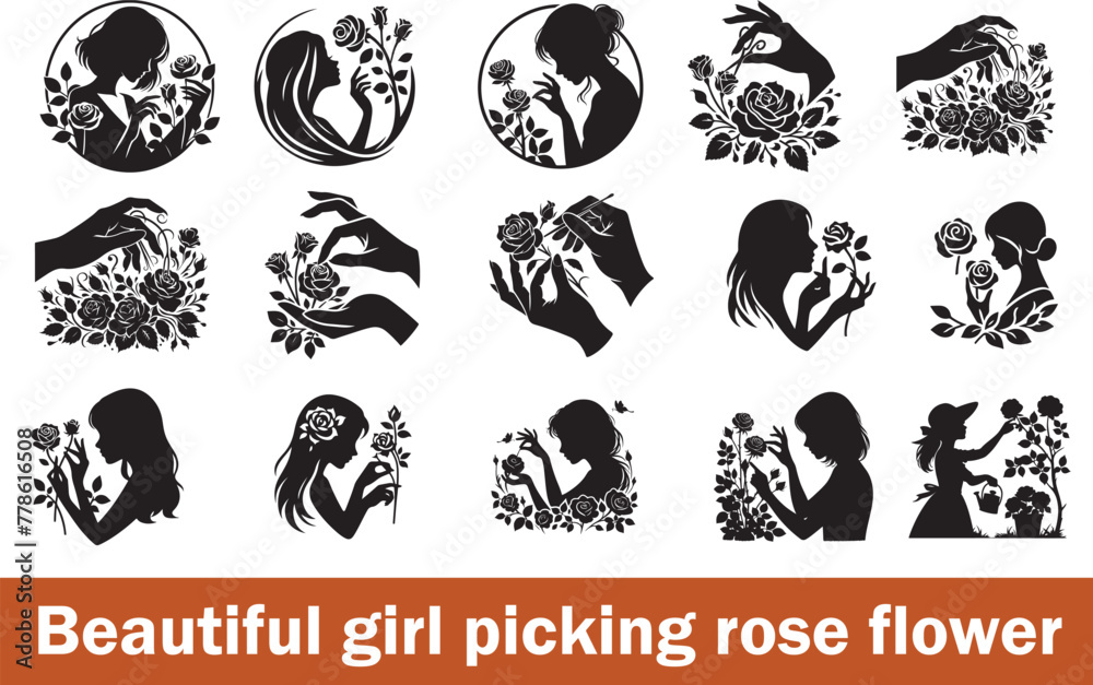 Picking rose flower design