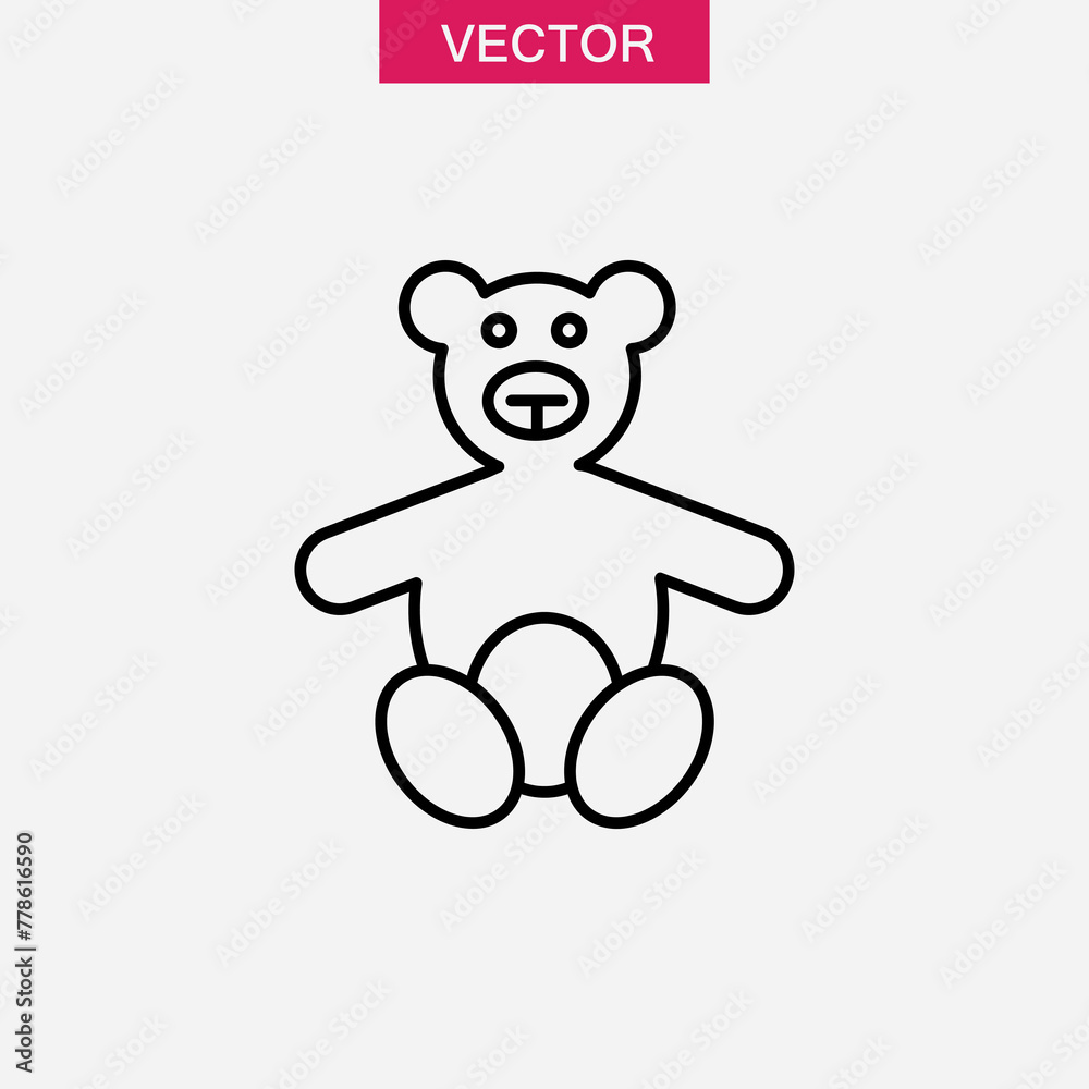 Obraz premium Soft toy, Teddy bear line icon, outline vector symbol flat trendy style illustration..eps