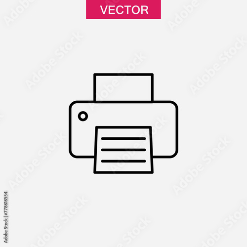 printer line icon, outline sign flat trendy style flat symbol on white background..eps