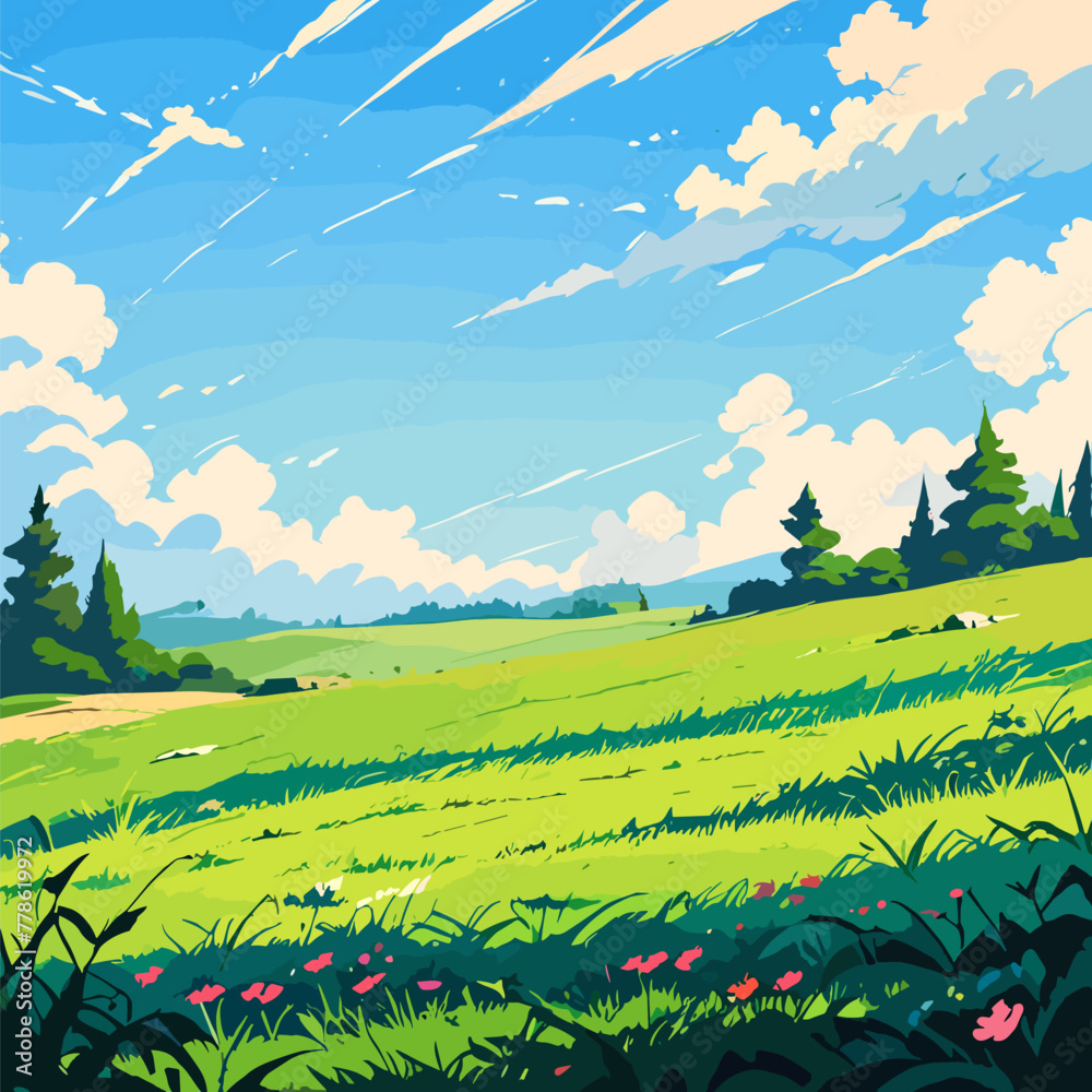 Tranquil Meadow Background Vector Artwork