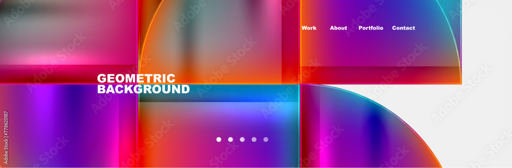 Round triangles and squares web site page template. Vector Illustration For Wallpaper, Banner, Background, Card, Book Illustration, landing page