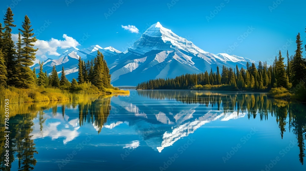 Obraz premium Peaks of Majesty: Mountain Reflections./n