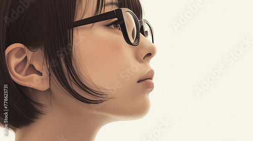 眼鏡をかけた女子学生のイラスト photo