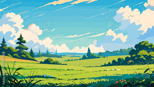 Beautiful Meadow Vector Background