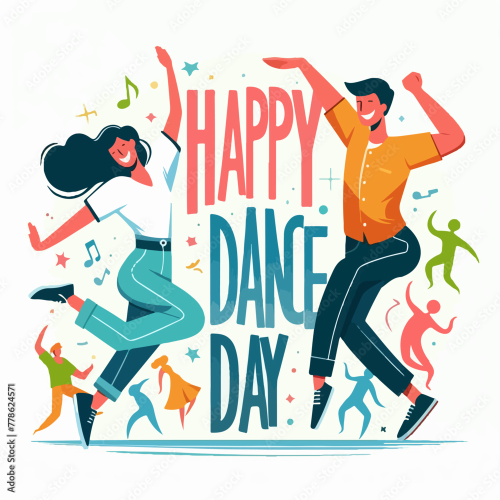 Obraz premium Vector image of people celebrating dance day
