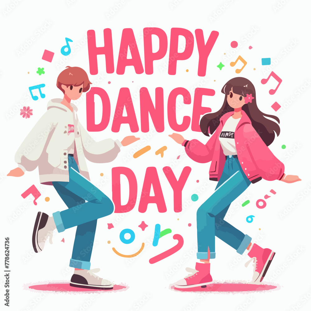 Vector image of people celebrating dance day Vector image of people celebrating dance day