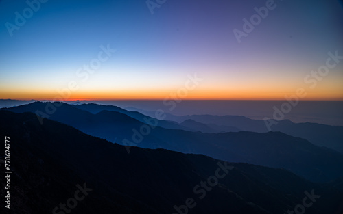 landscape view of sunrise over the mountains in Nepal