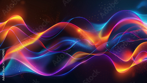 Neon futuristic flashes on black background. Motion light lines backdrop. For banner  postcard  illustration. Created with generative AI tools