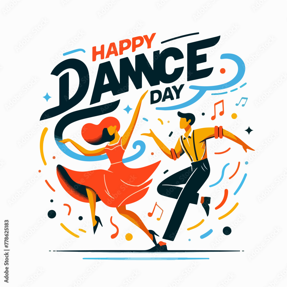 Fototapeta premium Vector image of people celebrating dance day