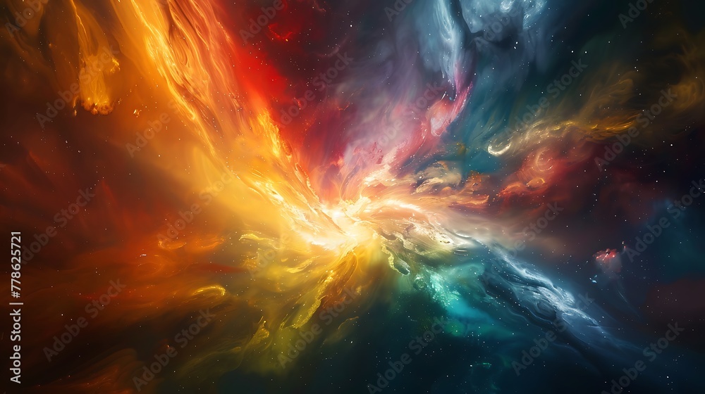 A symphony of colors converging upon a central point, forming a mesmerizing focal