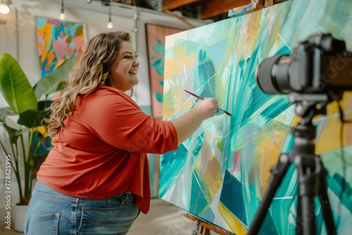 Artist Creating Abstract Painting photo