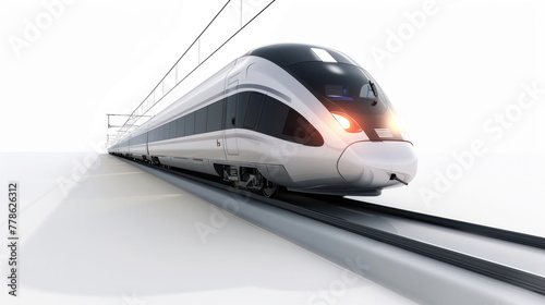 White and Black Train Traveling Down Train Tracks © easybanana