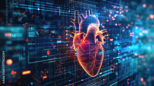 Heart Illustration on Digital Background
