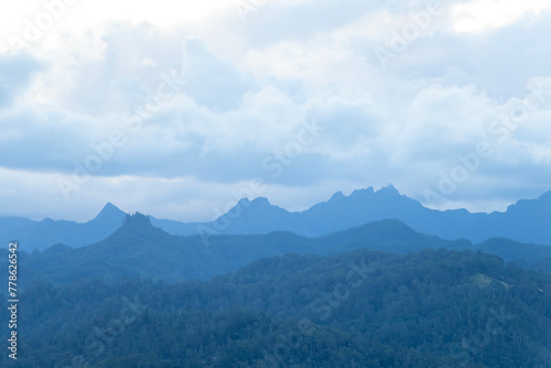 Tranquil Blue Dusk Silhouette: The Pinnacles Ridge and Mountain Backdrop, Coromandel Peninsula, New Zealand