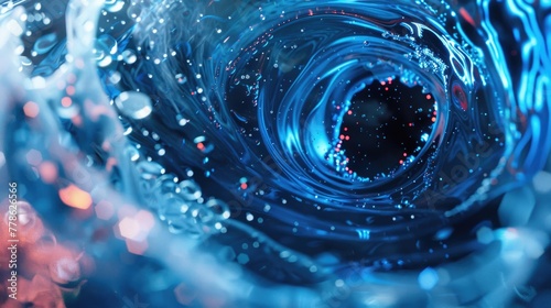 Blue swirl of water with hole in middle