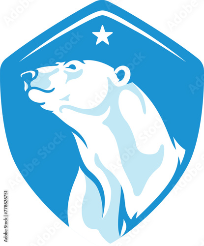 Polar Bear Head in the Shield Logo Design