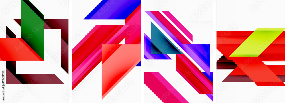 Bright colorful geometric abstract poster background set Bright colorful geometric abstract poster background set