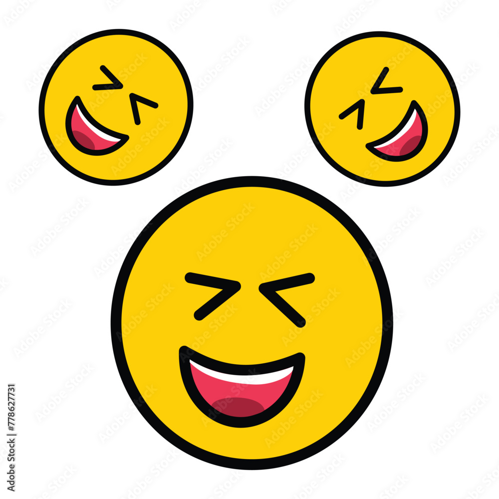 Fototapeta premium comic face emoticon kawaii character icon vector illustration design. Abstract illustration of simple icon in flat style. Graphic design template elements with an emoticon theme